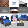 6 Pieces Patio Rattan Furniture Set with Sectional Cushion - Gallery View 18 of 62