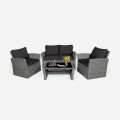 4 Pieces Patio Rattan Furniture Set Sofa Table with Storage Shelf Cushion - Gallery View 49 of 67