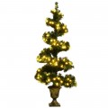 4 Feet Pre-lit Spiral Entrance Artificial Christmas Tree with Retro Urn Base - Gallery View 3 of 12