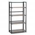 4-Tier Folding Bookshelf No-Assembly Industrial Bookcase Display Shelves - Gallery View 3 of 12