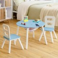 Wood Activity Kids Table and Chair Set with Center Mesh Storage - Gallery View 9 of 57