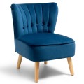 Modern Armless Velvet Accent Chair with Button Tufted and Wood Legs - Gallery View 31 of 36