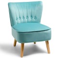 Modern Armless Velvet Accent Chair with Button Tufted and Wood Legs - Gallery View 18 of 36