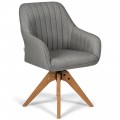 Fabric Swivel Accent Chair with Beech Wood Legs - Gallery View 11 of 12