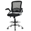 Adjustable Height Flip-Up Mesh Drafting Chair with Lumbar Support - Gallery View 3 of 12