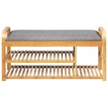 Entryway 3-Tier Bamboo Shoe Rack Bench with Cushion - Gallery View 7 of 12