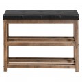 2-Tier Wooden Shoe Rack Bench with Padded Seat