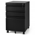 3-Drawer Mobile Convenient Filing Cabinet Stee with Lock - Gallery View 10 of 24