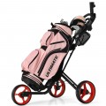 3 Wheel Folding Golf Push Cart with Brake Scoreboard Adjustable Handle - Gallery View 12 of 47