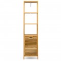 Bamboo Tower Hamper Organizer with 3-Tier Storage Shelves - Gallery View 9 of 11