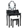Oval Mirror Vanity Set  with 10 LED Dimmable Bulbs and 3 Drawers