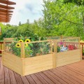 Wooden Raised Garden Box with 9 Grids and Critter Guard Fence - Gallery View 6 of 12