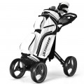 4 Wheel Golf Push Cart with Brake Scoreboard Adjustable Handle - Gallery View 31 of 48
