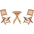 3 Pieces Patio Folding Wooden Bistro Set Cushioned Chair - Gallery View 3 of 35