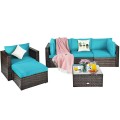 6 Pieces Patio Rattan Furniture Set with Sectional Cushion - Gallery View 35 of 62
