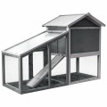 56.5 Inch Length Wooden Rabbit Hutch with Pull out Tray and Ramp - Gallery View 9 of 11