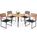 5 Pieces Outdoor Patio Dining Table Set Aluminium Frame - Gallery View 4 of 12