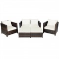5 Pieces Patio Cushioned Rattan Furniture Set - Gallery View 38 of 71