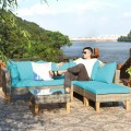 4PCS Patio Rattan Furniture Set Cushioned Loveseat - Gallery View 1 of 24