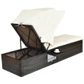 Outdoor Chaise Lounge Chair with Folding Canopy - Gallery View 8 of 24