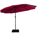 15 Feet Extra Large Patio Double Sided Umbrella with Crank and Base - Gallery View 44 of 48