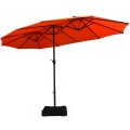 15 Feet Extra Large Patio Double Sided Umbrella with Crank and Base - Gallery View 32 of 48
