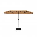 15 Feet Extra Large Patio Double Sided Umbrella with Crank and Base - Gallery View 6 of 48