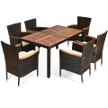 7 Pieces Garden Dining Patio Rattan Set with Cushions - Gallery View 3 of 12