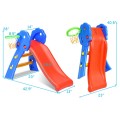 2 Step Indoors Kids Plastic Folding Slide with Basketball Hoop - Gallery View 9 of 12