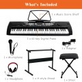 61 Key Electronic Piano with Lighted Keys Stand Bench Headphone - Gallery View 8 of 12