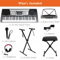 61 Key Electronic Keyboard Piano Set with Stand Bench Headphones