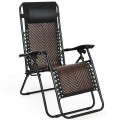 2 Pieces Folding Patio Rattan Zero Gravity Lounge Chair - Gallery View 23 of 36