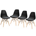 4 Pieces Armless Side Chair with Linen Cushion and Wood Legs