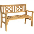 Patio Foldable Bench with Curved Backrest and Armrest - Gallery View 5 of 12