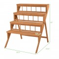 4 Tiers Wood Ladder Step Flower Pot Holder Plant Stand