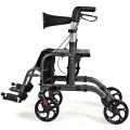 2-in-1 Adjustable Folding Handle Rollator Walker with Storage Space - Gallery View 19 of 35