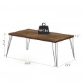 43.5 Inch Wooden Rectangular Coffee Table with Metal Legs - Gallery View 4 of 14