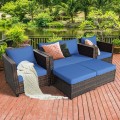 5 Pieces Patio Cushioned Rattan Furniture Set - Gallery View 31 of 71