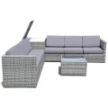 8 Piece Wicker Sofa Rattan Dining Set Patio Furniture with Storage Table - Gallery View 11 of 65