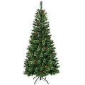 7 Feet Premium Hinged Artificial Christmas Tree with Pine Cones - Gallery View 9 of 12
