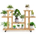 4-Tier Wood Casters Rolling Shelf Plant Stand - Gallery View 9 of 12
