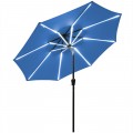 9 Feet Solar LED Market Umbrella with Aluminum Crank Tilt 16 Strip Lights - Gallery View 27 of 60