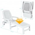 Adjustable Patio Sun Lounger with Weather Resistant Wheels - Gallery View 4 of 57