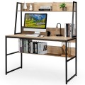 47 Inch Computer Desk with Open Storage Space and Bottom Bookshelf - Gallery View 15 of 36