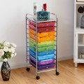 Rolling Storage Cart Organizer with 10 Compartments and 4 Universal Casters - Gallery View 12 of 66