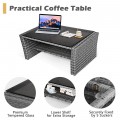 4 Pieces Patio Rattan Furniture Set Sofa Table with Storage Shelf Cushion - Gallery View 66 of 67
