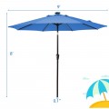9 Feet Solar LED Market Umbrella with Aluminum Crank Tilt 16 Strip Lights - Gallery View 28 of 60