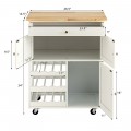 Kitchen Cart with Rubber Wood Top 3 Tier Wine Racks 2 Cabinets - Gallery View 4 of 24