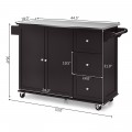 Kitchen Island 2-Door Storage Cabinet with Drawers and Stainless Steel Top - Gallery View 19 of 36