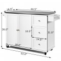 Kitchen Island 2-Door Storage Cabinet with Drawers and Stainless Steel Top - Gallery View 4 of 36